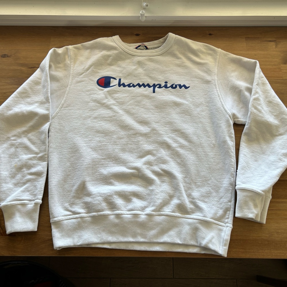White  Champion Crewneck Sweater